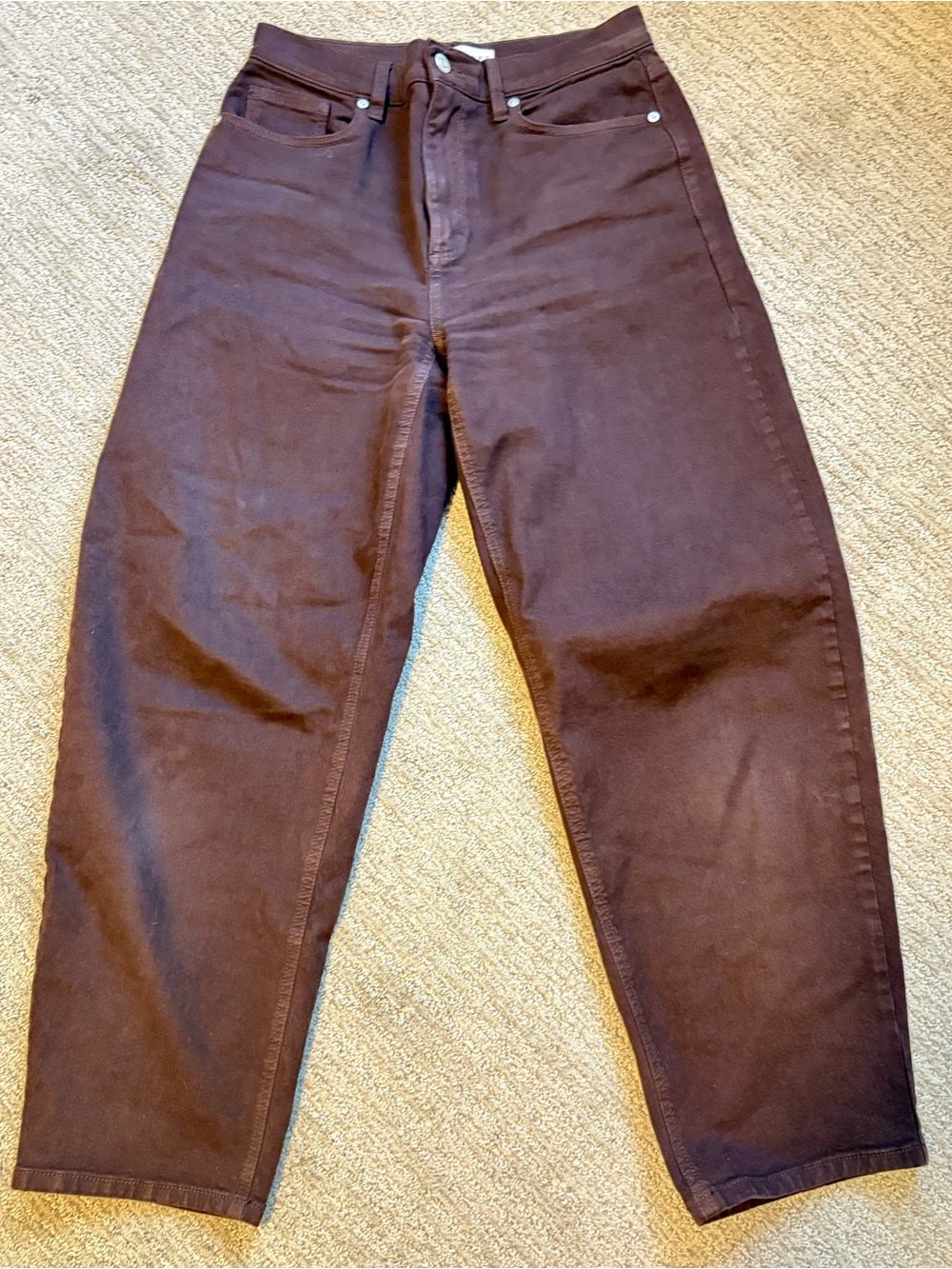 LOFT High-Waisted Chocolate Brown Barrel Jeans